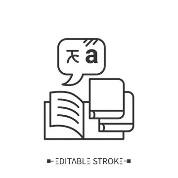 Language library line icon. Editable Stock Illustration