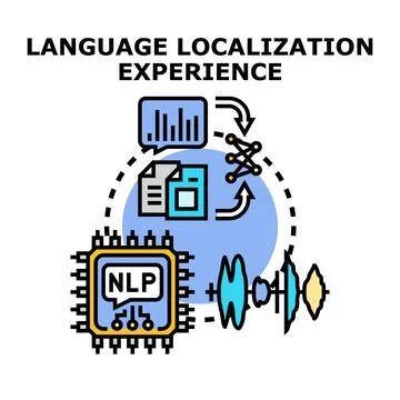 Language localization experience combining ai machine learning Illustrazione stock