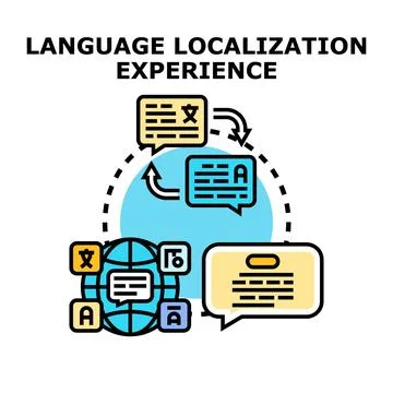 Language localization experience translating global communication messages Stock Illustration