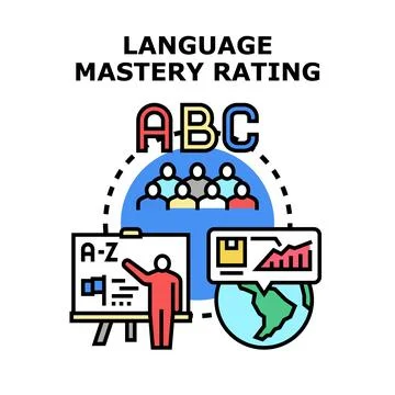 Language mastery rating and global communication assessment Stock Illustration