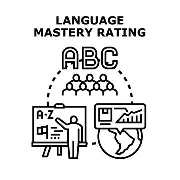 Language mastery rating and global communication assessment Stock Illustration