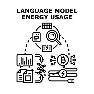 Language model energy usage concept vector illustration Stock Illustration