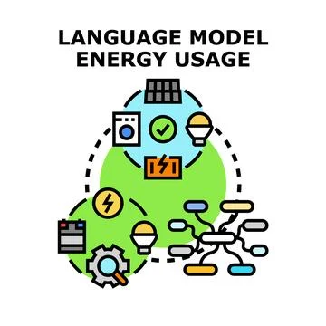 Language model energy usage optimization concept Stock Illustration
