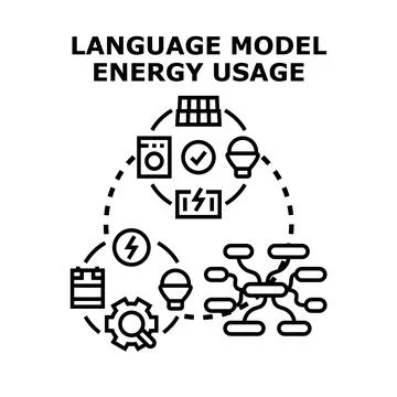 Language model energy usage optimization concept Stock Illustration