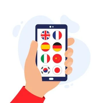 Language panel for a mobile application. App for learning foreign languages. Stock Illustration