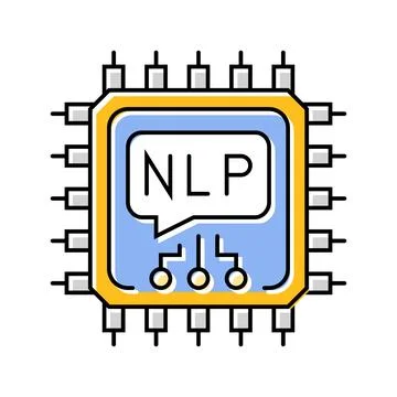 Language processor chip nlp color icon vector illustration Illustrazione stock