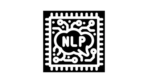Language processor chip nlp glyph icon animation Stock Footage 326734966
