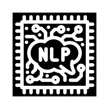 Language processor chip nlp glyph icon vector illustration Stock Illustration