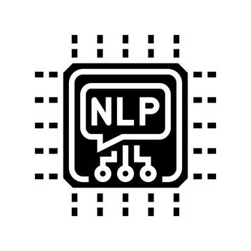 Language processor chip nlp glyph icon vector illustration Stock Illustration