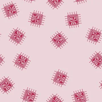 Language processor chip nlp glyph seamless pattern Stock Illustration
