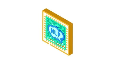 Language processor chip nlp isometric icon animation Video stock 327280179