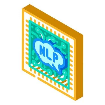 Language processor chip nlp isometric icon vector illustration Illustrazione stock