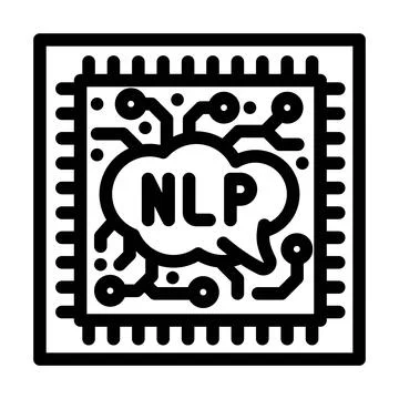 Language processor chip nlp line icon vector illustration Stock Illustration