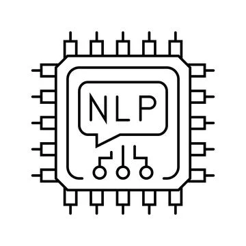 Language processor chip nlp line icon vector illustration イラスト素材