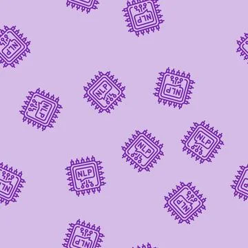 Language processor chip nlp line seamless pattern Stock Illustration