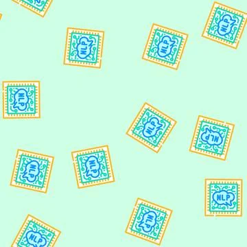 Language processor chip nlp vector seamless pattern Stock Illustration