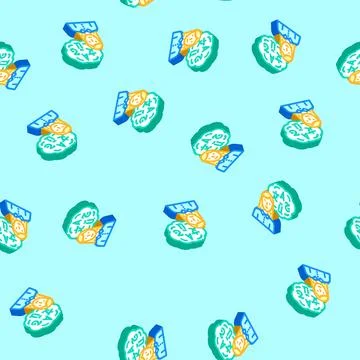 Language proficiency interview job isometric icon seamless pattern Stock Illustration