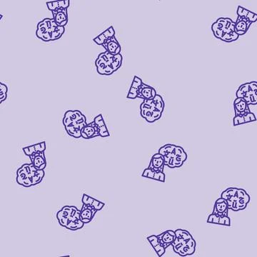 Language proficiency interview job line vector seamless pattern Stock Illustration