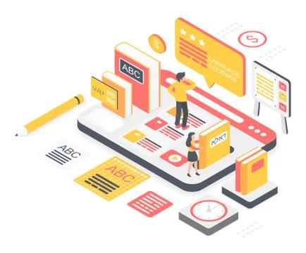 Language school isometric vector illustration Stock Illustration