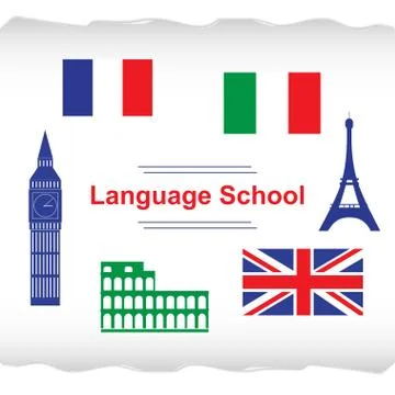 Language school poster, banner Stock Illustration