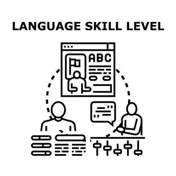 Language skill level studying and learning concept Illustrazione stock