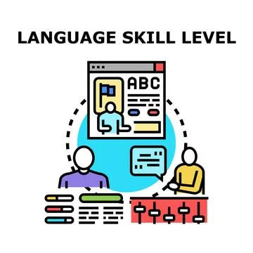 Language skill level studying and learning concept 库存插图