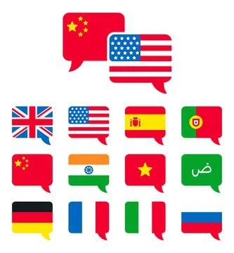 Language speech bubble icons Stock Illustration