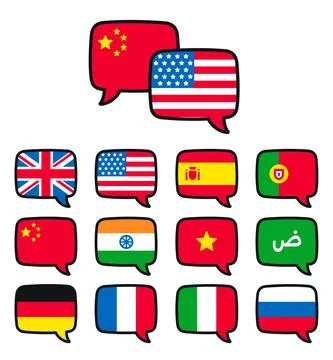 Language speech bubble icons Stock Illustration