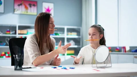 Language Speech Therapy Using Tongue Depressors Stock Footage 301828392