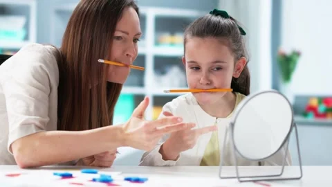 Language Speech Therapy Using Tongue Depressors Stock Footage 301830275
