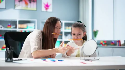 Language Speech Therapy Using Tongue Depressors Stock Footage 302590552