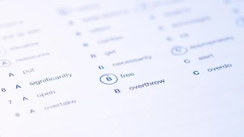 Language test paper Stock Photos