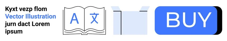 Language tools, e-commerce, online shopping, app interfaces, translation serv Stockillustratie