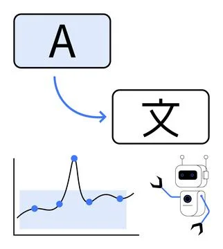 Language Translation and Data Analysis with AI A Futuristic Approach Stock Illustration