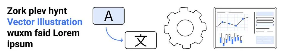 Language Translation and Data Analytics Tools with Gear for Process Automatio イラスト素材