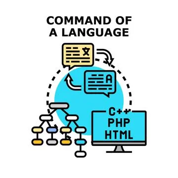 Language translation and programming code development concept Stock Illustration