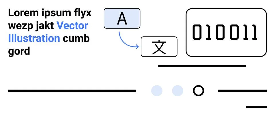 Language Translation Elements Including Binary, Alphabet Characters, and Ge.. Stock Illustration