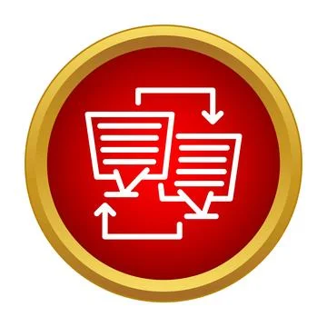 Language translation exchanging documents icon in red circle イラスト素材