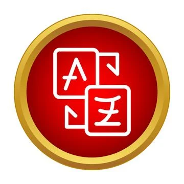 Language translation icon on red button global communication Stock Illustration