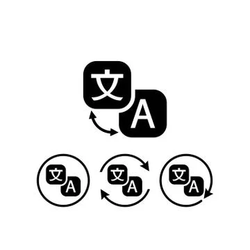 Language translation icon set on isolated white background. Eps 10 vector Stock Illustration