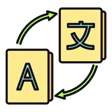 Language translation icon showing global communication Stock Illustration