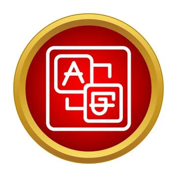 Language translation mobile application icon in a red circle Stock Illustration