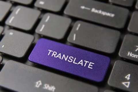 Language translation support on computer key Stock Photos