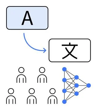 Language Translation Using AI Technologies and Neural Networks Stock Illustration