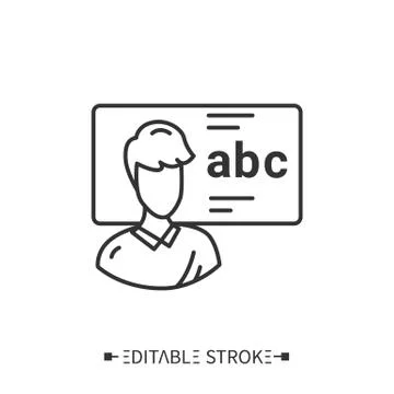 Language tutor line icon. Editable illustration Stock Illustration