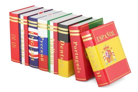 Languages Books, 3D rendering Stock Illustration