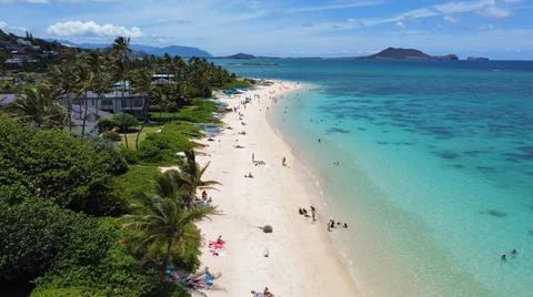 Lanikai Beach flyover  Stock Photos