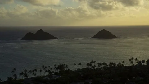 Lanikai Islands at Dawn Timelapse 4K Stock Footage