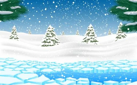 Lanscape of glacier in the winter Stock Illustration