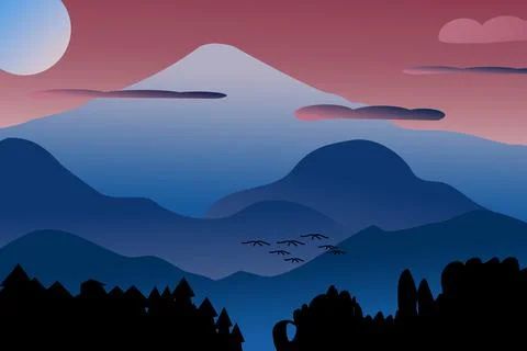 Lanscape Montain Background Stock Illustration